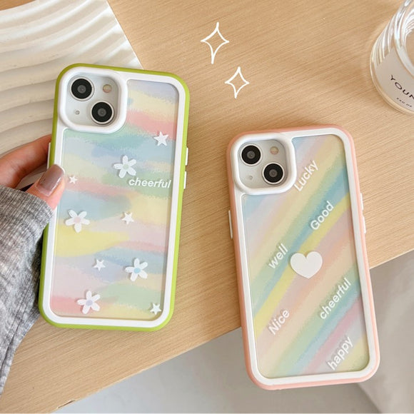 Cute Rainbow Color Love Heart Flower Compatible with iPhone Case