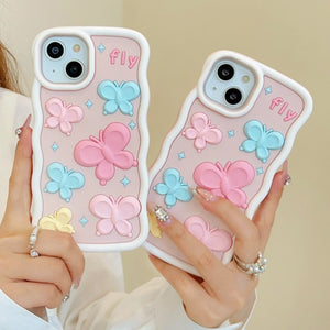 3D Wave Frame Butterfly Compatible with iPhone Case