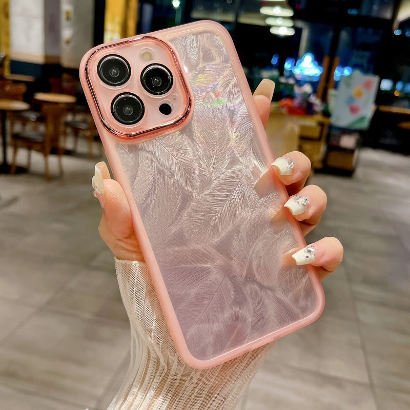 Laser Feather Pattern Compatible with iPhone Case