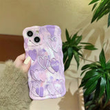 Purple Lucky Love Heart Wave Frame Compatible with iPhone Case