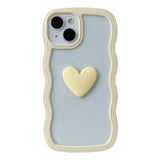Curly Wavy Frame 3D Love Heart Clear Candy Color Compatible with iPhone Case