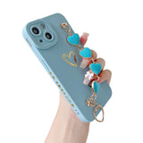 Cute Love Heart Wrist Strap Chain Bracelet Soft Compatible with iPhone Case