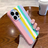 Rainbow Color Weave Pattern Compatible with iPhone Case