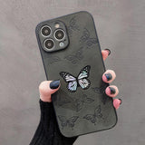 Luxury Laser Cute Butterfly Leather Soft Compatible with iPhone Case