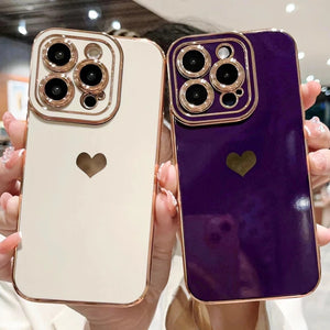 Luxury Plating Square Love Heat Compatible with iPhone Case