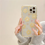 Wavy Frame Love Heart Flower Floral Clear Compatible with iPhone Case