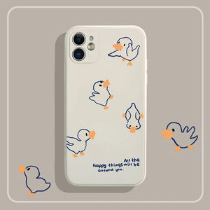 Couple Cute Cartoon Duck Cat Compatible with iPhone Case
