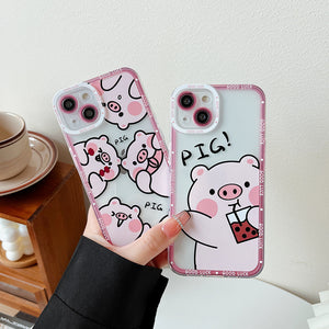 Cute Cartoon Pink Pig Compatible with iPhone Case