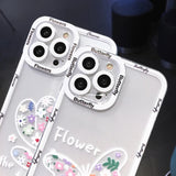 Cute Flowers Floral Butterfly Clear Compatible with iPhone Case