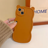 Wavy Frame Bear Love Heart Ears Compatible with iPhone Case