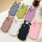 Curly Wavy Frame Cute Rabbit Ears Compatible with iPhone Case