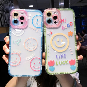 Cute Cartoon Smile Flower Clear Compatible with iPhone Case