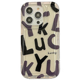 Cute Letter Lucky Smile Clear Soft TPU Compatible with iPhone Case