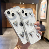 Luxury 3D Love Heart Clear Compatible with iPhone Case