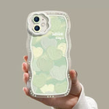 Green Love Heart Wave Frame Silicone Shockproof Compatible with iPhone Case