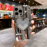 3D Hollow Love Heart Plating Compatible with iPhone Case