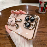 3D Cute Rabbit Plating Stand Holder Compatible with iPhone Case