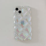 Laser Grid Checkered Plaid Curly Wave Compatible with iPhone Case