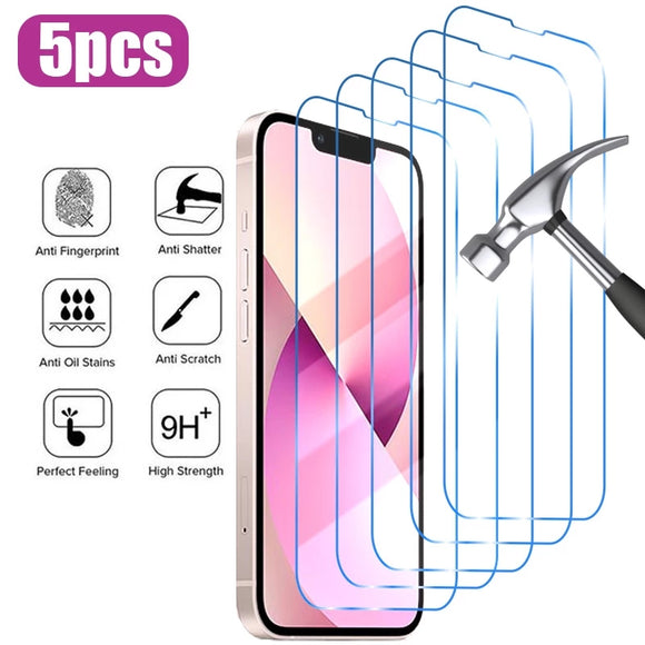 5PCS Protective Tempered Glass Compatible with iPhone Screen Protectors