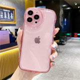 Clear Curly Wavy Compatible with iPhone Case