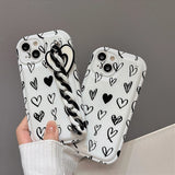 Graffiti Simple Love Heart Wrist Strap Chain Bracelet Soft Compatible with iPhone Case