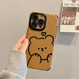 Cute Bear Love Heart Silicone Compatible with iPhone Case