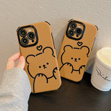 Cute Bear Love Heart Silicone Compatible with iPhone Case