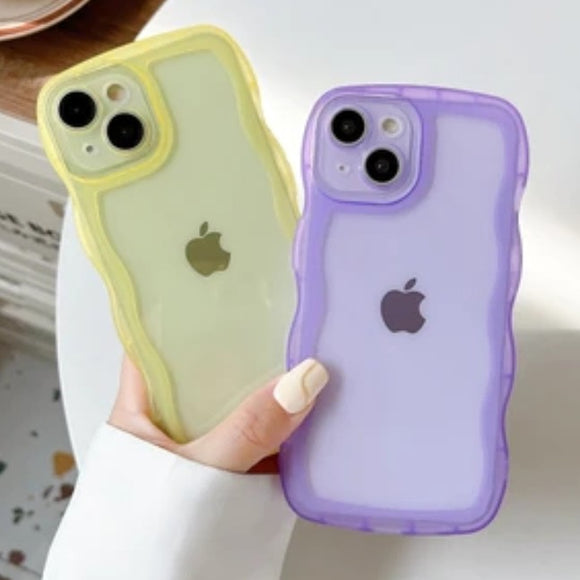Curly Wave Frame Clear Soft Compatible with iPhone Case