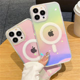 Laser Transparent Gradient Rainbow for Magsafe Magnetic Wireless Charging Compatible with iPhone Case
