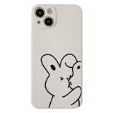 Cute Cartoon Bear Rabbit Couples Matching Silicone Soft Compatible with iPhone Case