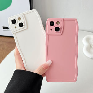Cute Candy Solid Color Wave Frame Compatible with iPhone Case
