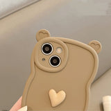 Love Heart Bear Ear Shockproof Soft Compatible with iPhone Case