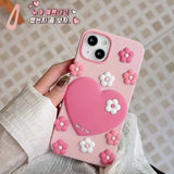 3D Cute Flower Floral Love Heart Compatible with iPhone Case