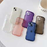 Curly Wave Frame Clear Padded Compatible with iPhone Case