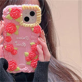 Cute 3D Rose Flower Floral Silicone Compatible with iPhone Case