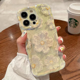 Luxury Flowers Floral Glitter Wave Frame Compatible with iPhone Case