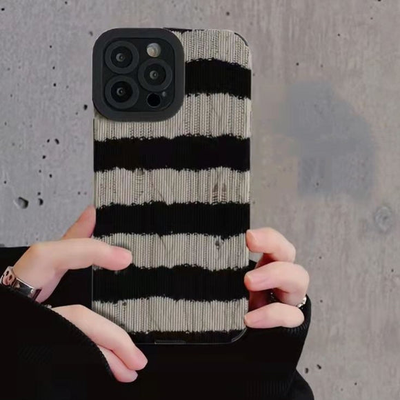 Black White Stripe Pattern Compatible with iPhone Case