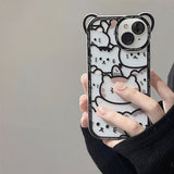 Cute Cartoon Bear with Lanyard Clear Compatible with iPhone Case