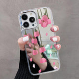 Pink Tulips Flowers Floral Mirror Compatible with iPhone Case