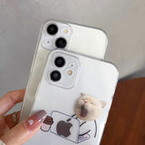 Funny Cartoon Working Cats and Dogs Clear Compatible with iPhone Case