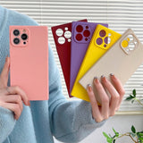 Square Design Candy Color Soft TPU Compatible with iPhone Case
