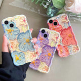 Blue Ray Oil Painting Flower Floral Wave Frame Compatible with iPhone Case