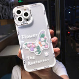 Cute Flowers Floral Butterfly Clear Compatible with iPhone Case