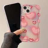 Cute Pink Love Heart Compatible with iPhone Case