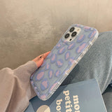 Purple Leopard Pattern Cushion Compatible with iPhone Case