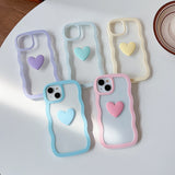 Curly Wavy Frame 3D Love Heart Clear Candy Color Compatible with iPhone Case