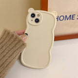 Wavy Frame Bear Love Heart Ears Compatible with iPhone Case
