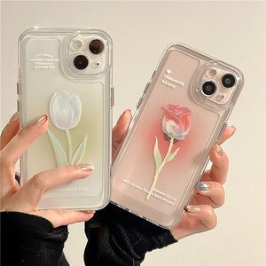 Fashion Tulip Rose Flower Floral Soft Shockproof Compatible with iPhone Case