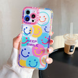 Cute Colorful Flowers Floral Smile Clear Compatible with iPhone Case
