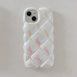 Laser Grid Checkered Plaid Curly Wave Compatible with iPhone Case